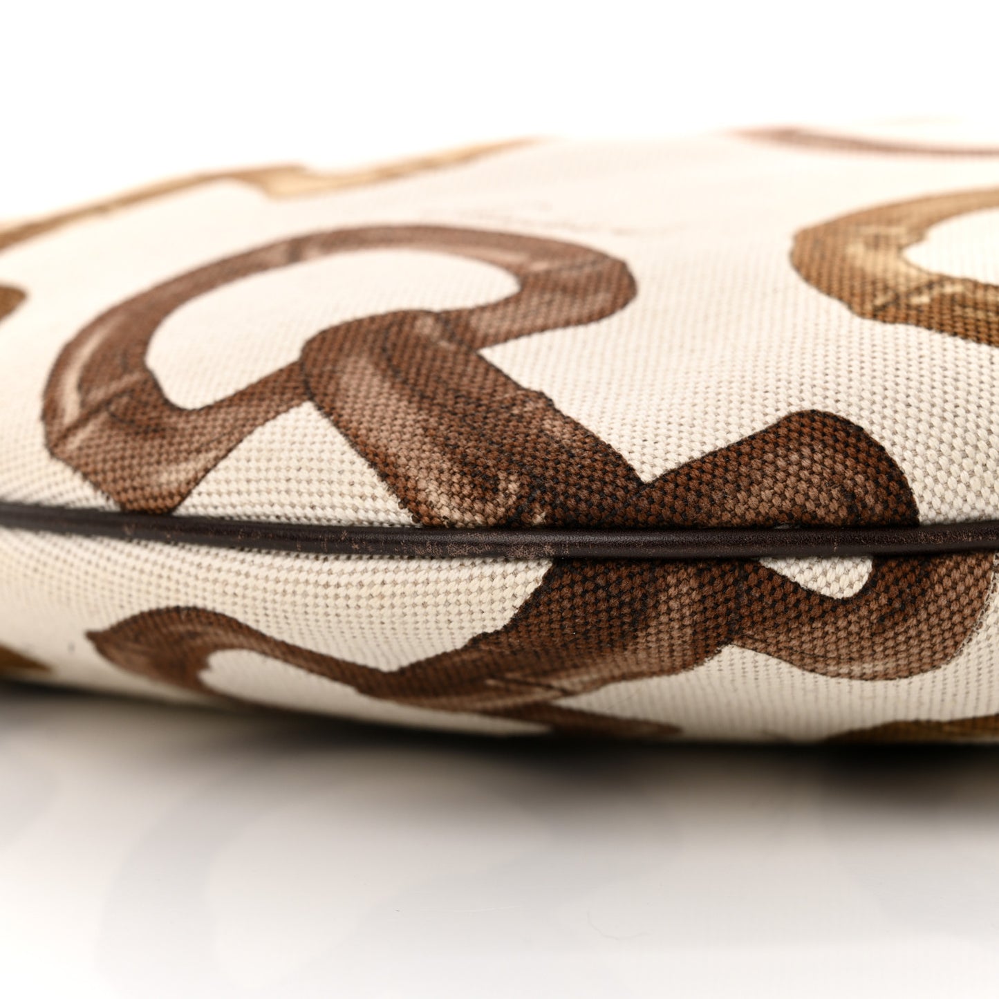 Canvas Bamboo Horsebit Print Hobo White