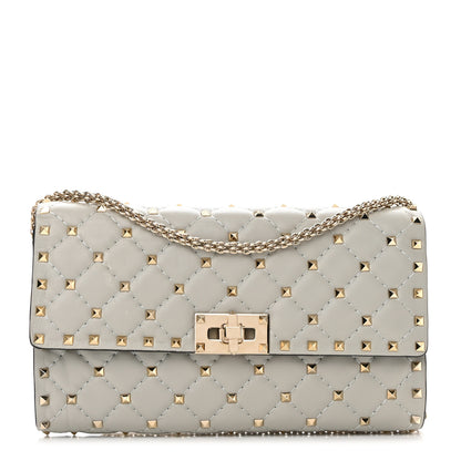 Valentino Garavani Nappa Rockstud Spike Wallet On Chain Opal Grey 1 of 13