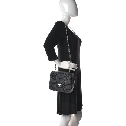Chanel Denim Embossed CC Logo Print Mini Single Flap Black 2 of 10
