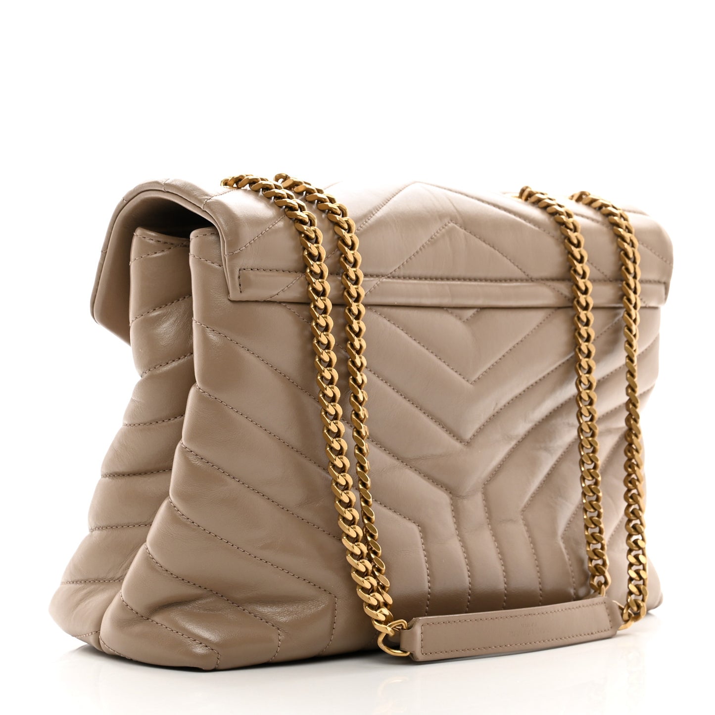 Calfskin Y Quilted Monogram Medium Loulou Chain Satchel Dark Beige