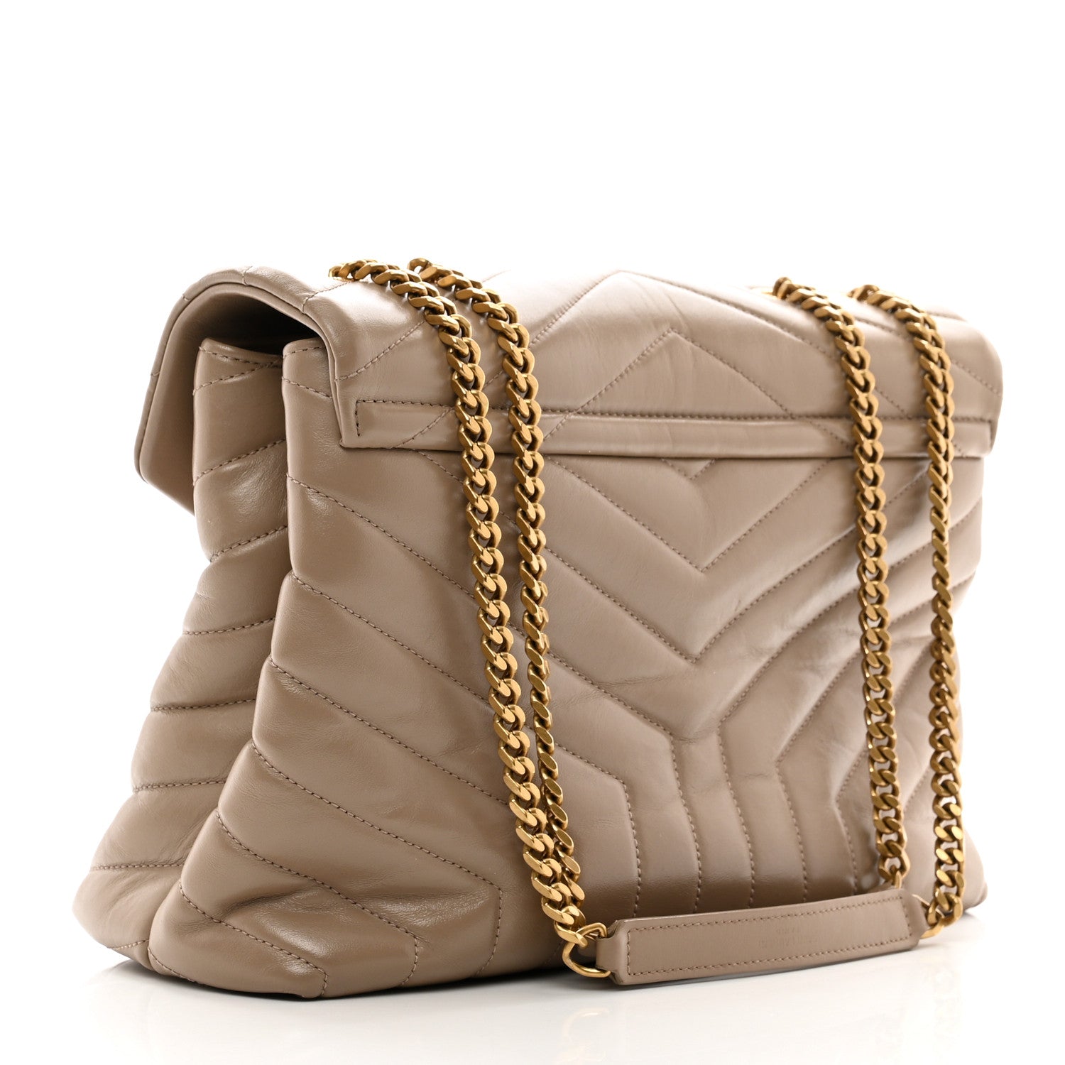 Saint Laurent Calfskin Y Quilted Monogram Medium Loulou Chain Satchel Dark Beige 3 of 10