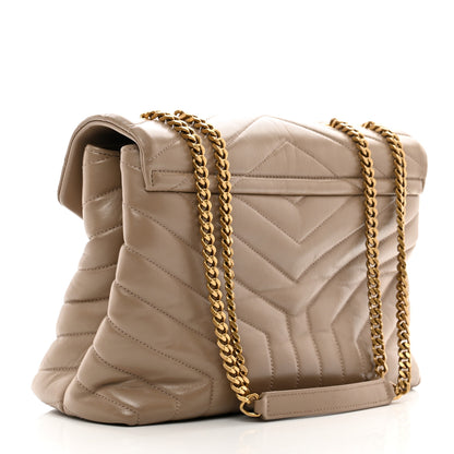Saint Laurent Calfskin Y Quilted Monogram Medium Loulou Chain Satchel Dark Beige 3 of 10