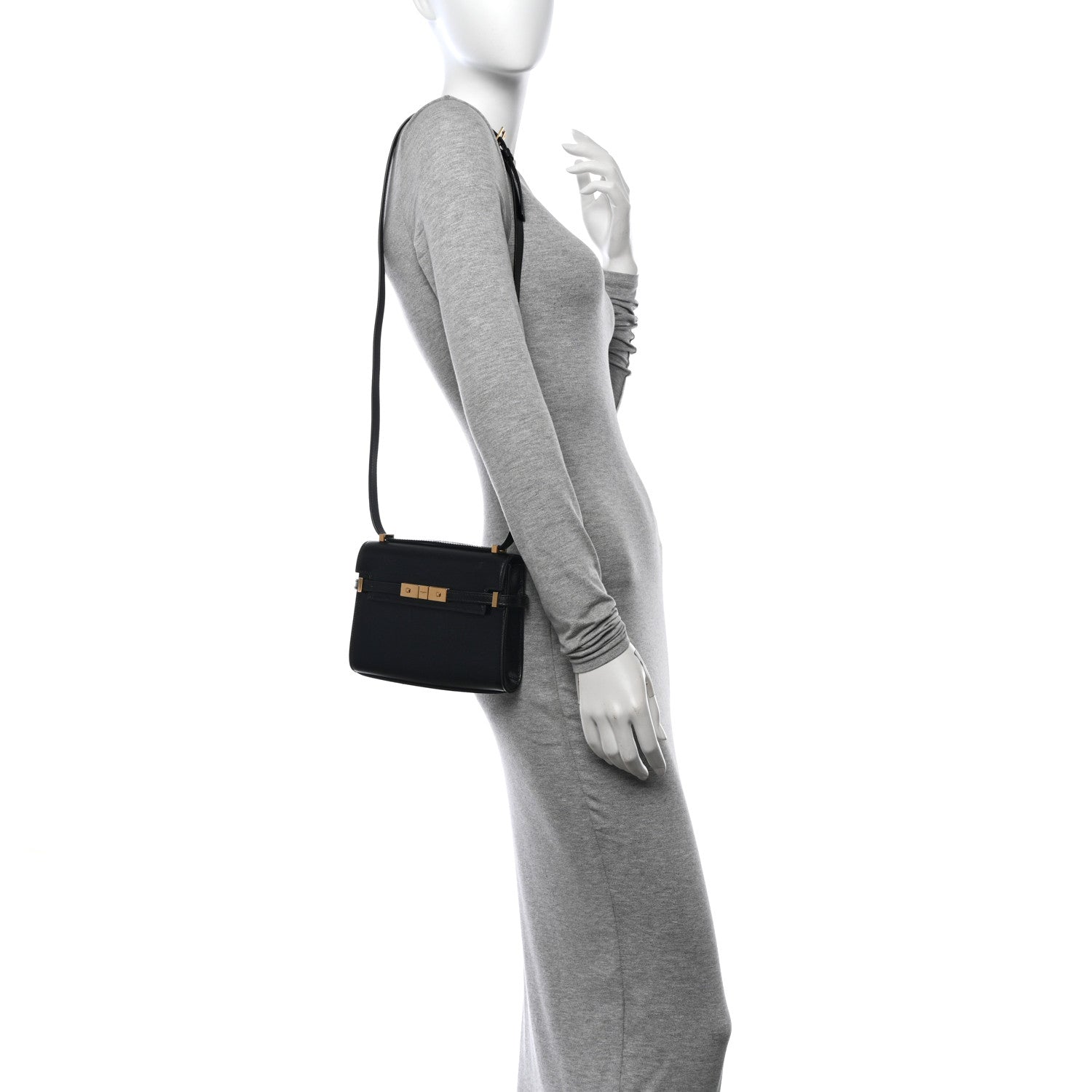 Saint Laurent Smooth Calfskin Mini Manhattan Shoulder Bag Black 2 of 11