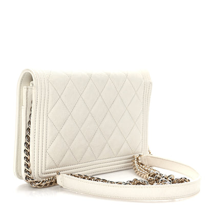 Chanel Caviar Quilted Boy Wallet On Chain WOC White 3 of 11