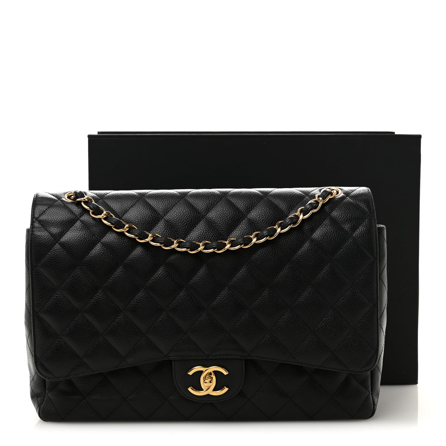 Caviar Quilted Maxi Double Flap Black