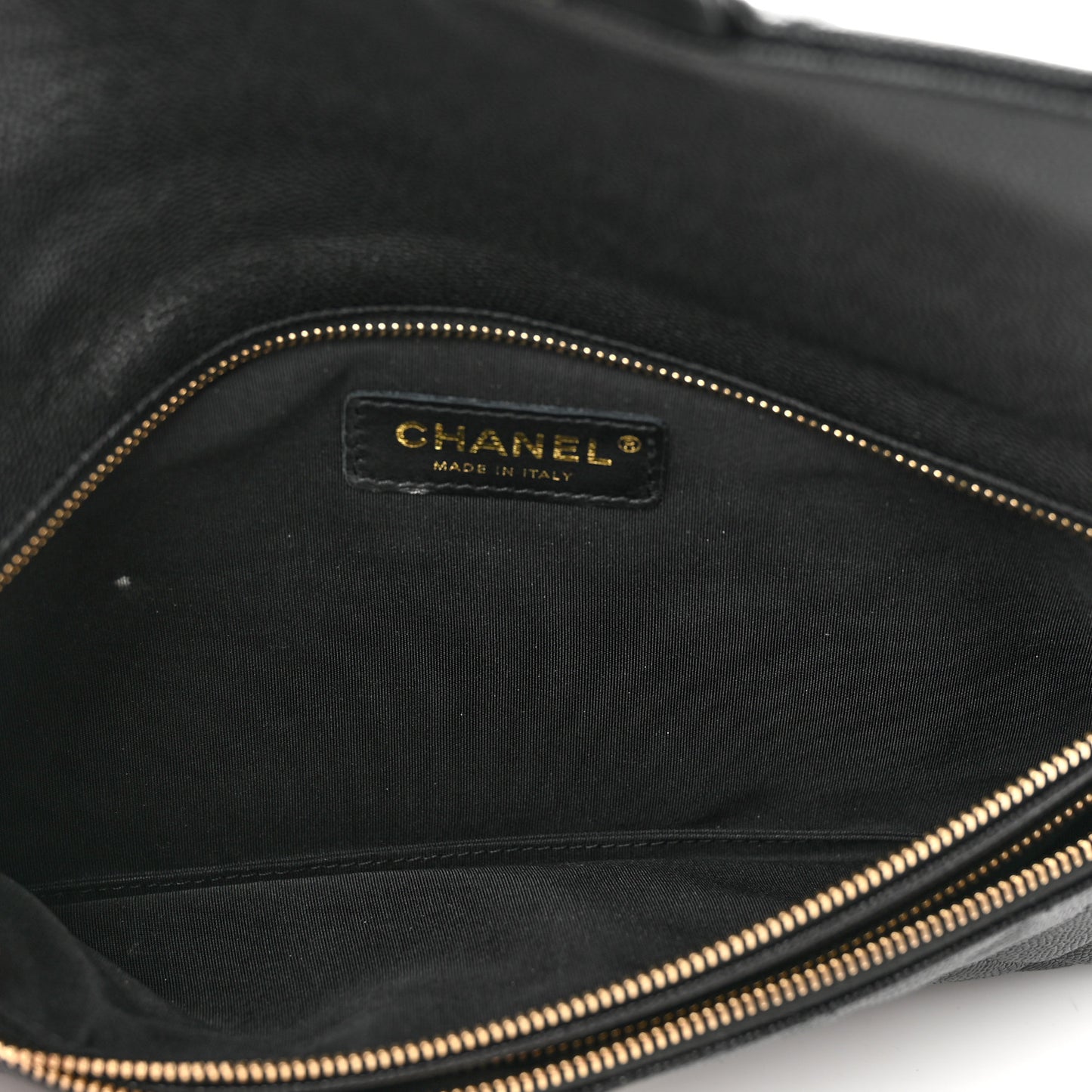 Caviar Quilted Flap Clutch Black