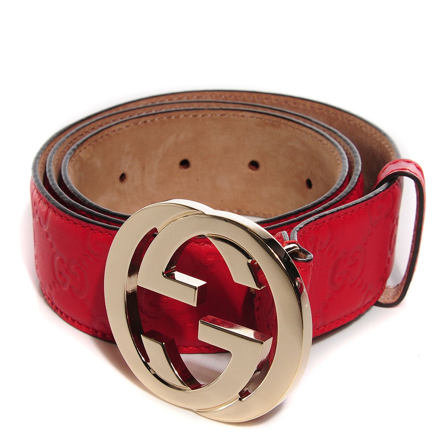 Guccissima Interlocking G Belt 85 34 Red