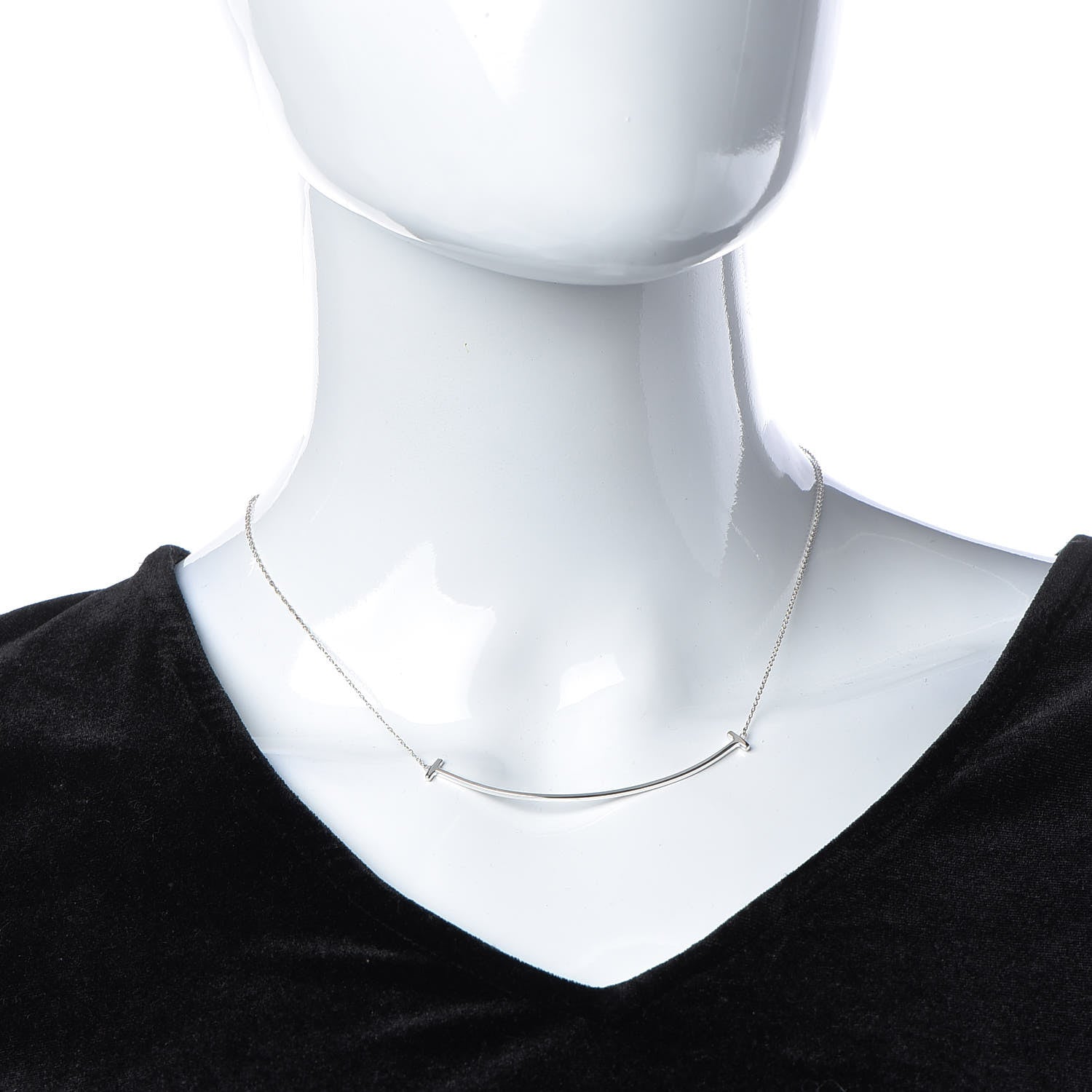 Tiffany Sterling Silver Large T Smile Pendant Necklace 2 of 8