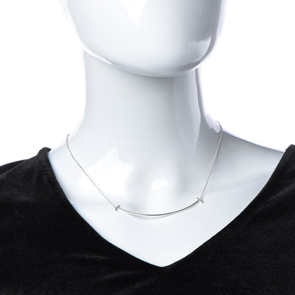 Tiffany Sterling Silver Large T Smile Pendant Necklace 2 of 8