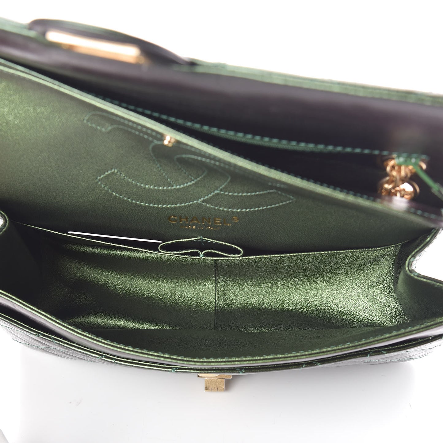 Metallic Calfskin Quilted 2.55 Reissue 226 Flap Green