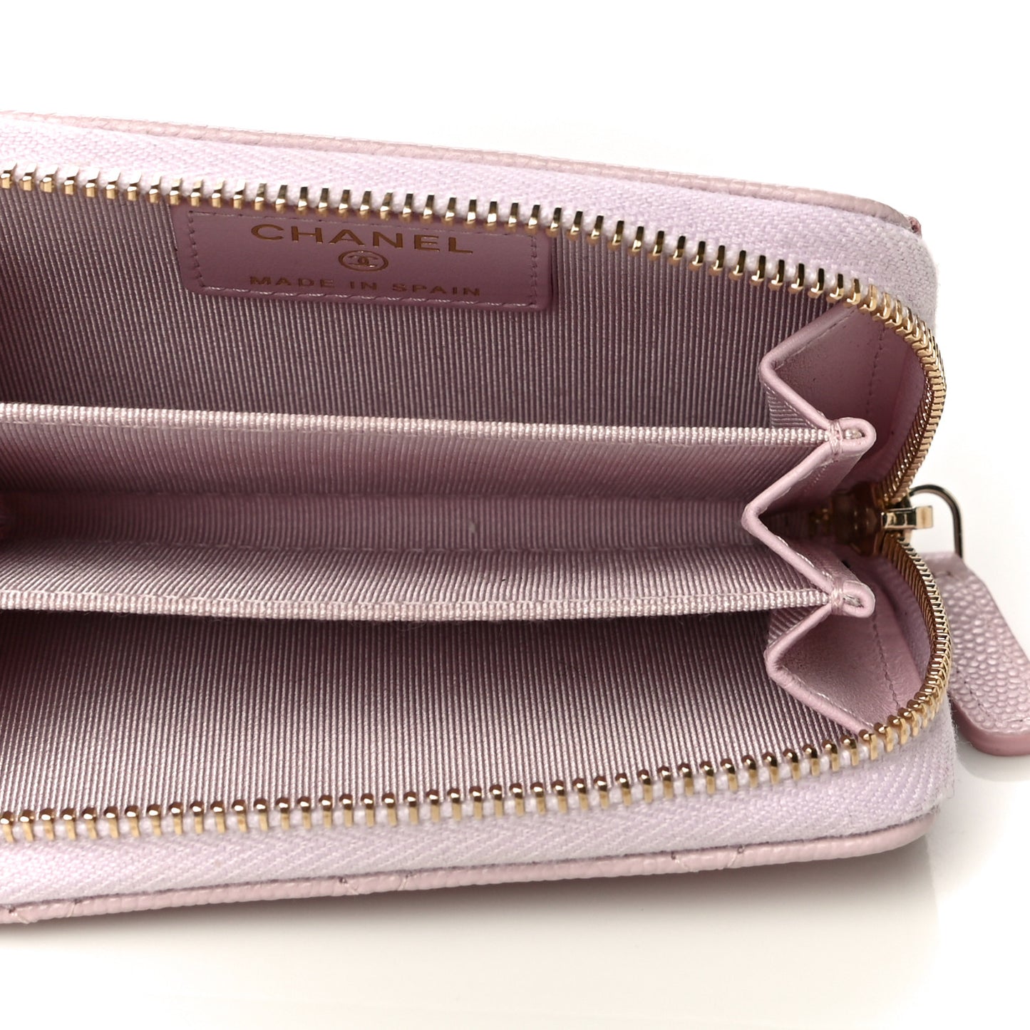 Caviar Quilted Zip Coin Purse Light Pink