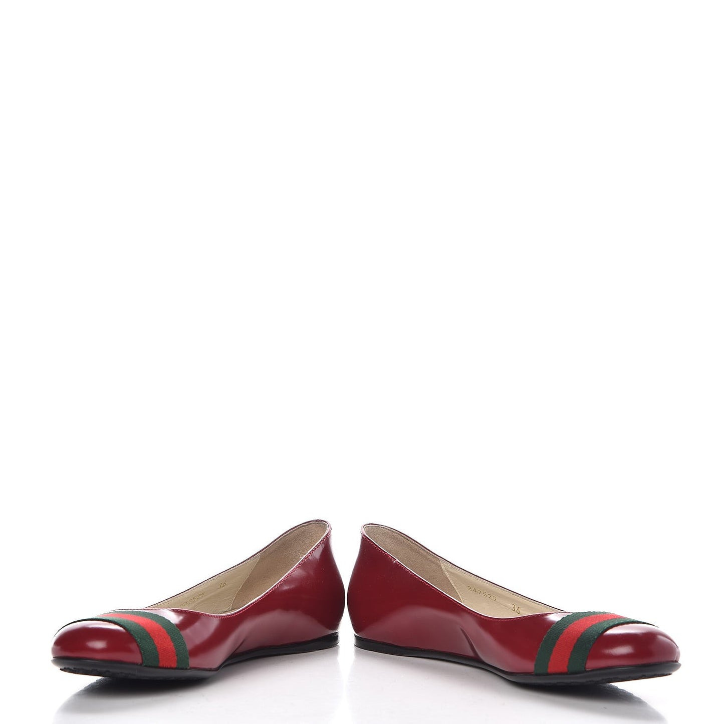 Calfskin Web Ballerina Flats 36 Red