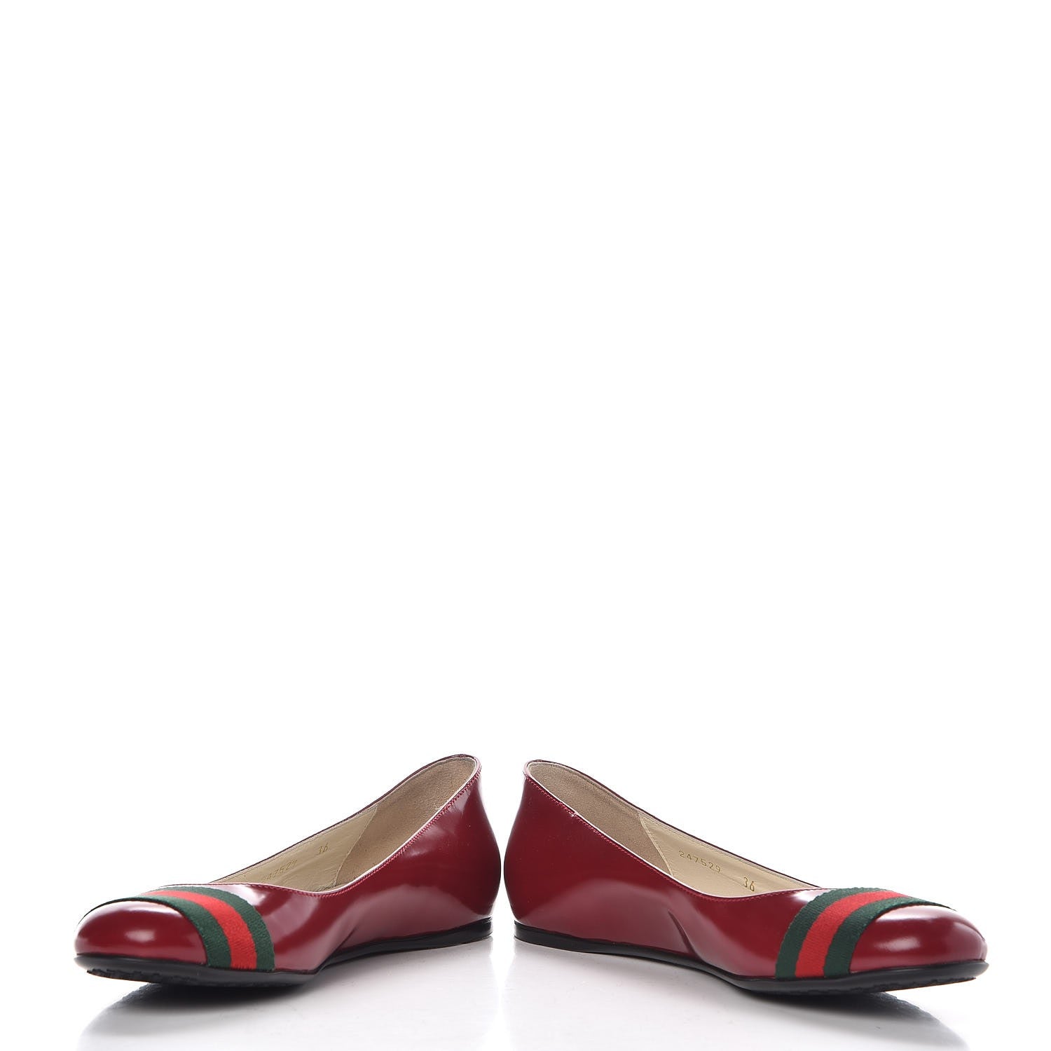 Gucci Calfskin Web Ballerina Flats 36 Red 5 of 20
