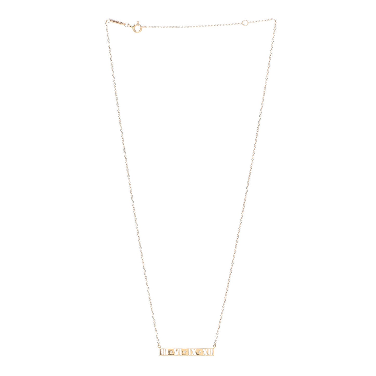 18K Rose Gold Diamond Atlas Pierced Bar Pendant Necklace