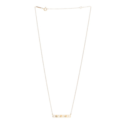 Tiffany 18K Rose Gold Diamond Atlas Pierced Bar Pendant Necklace 3 of 5