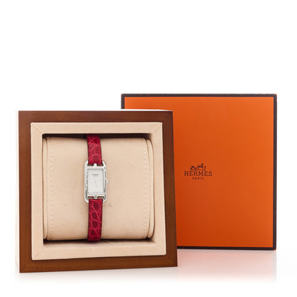 Hermes Stainless Steel Alligator Diamond 17mm Nantucket Jete De Diamants Quartz Watch Braise 2 of 5