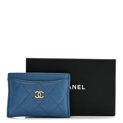 Chanel Caviar Quilted Card Holder Blue 8 of 8