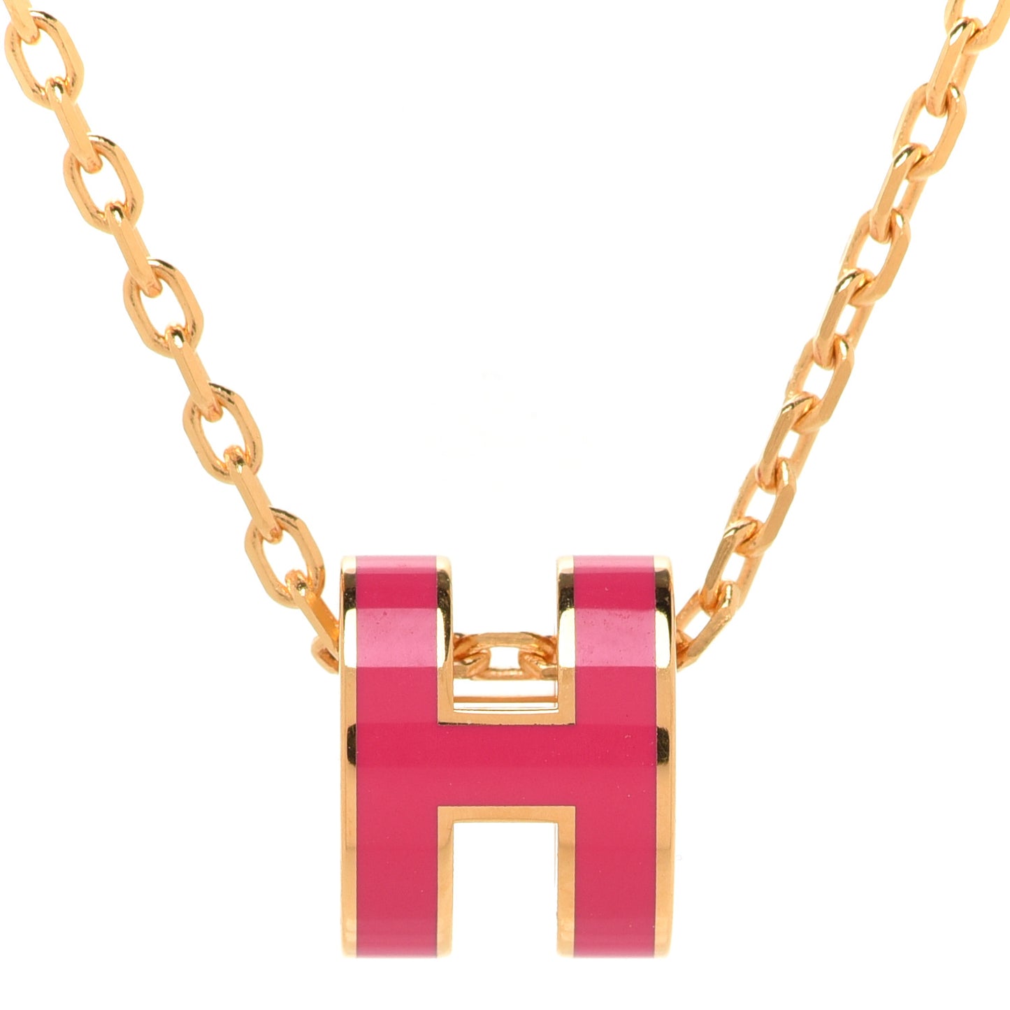 Lacquered Gold Mini Pop H Pendant Necklace Rose Extreme