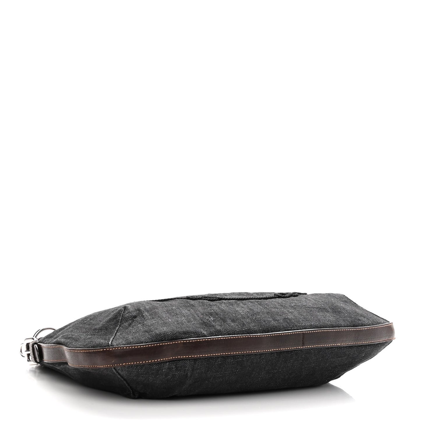 Washed Denim Logo Hobo Black Caffe