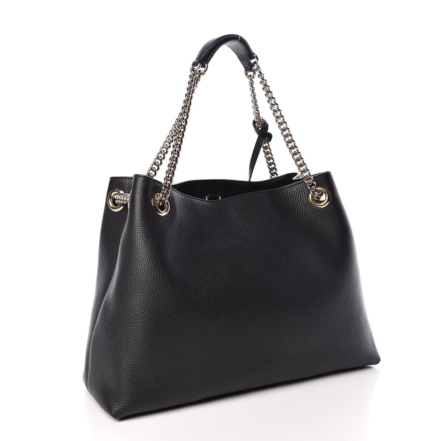Pebbled Calfskin Medium Soho Chain Shoulder Bag Black