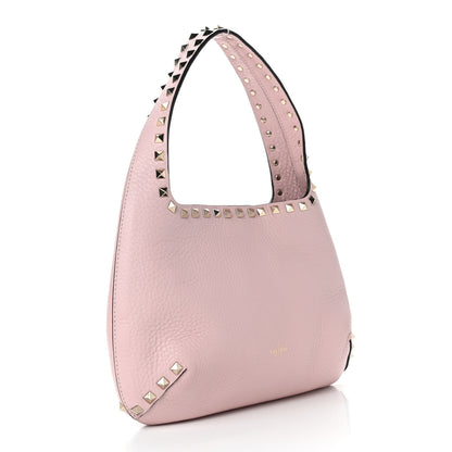 Valentino Garavani Pebbled Calfskin Small Rockstud Flip Lock Hobo Light Pink 3 of 8