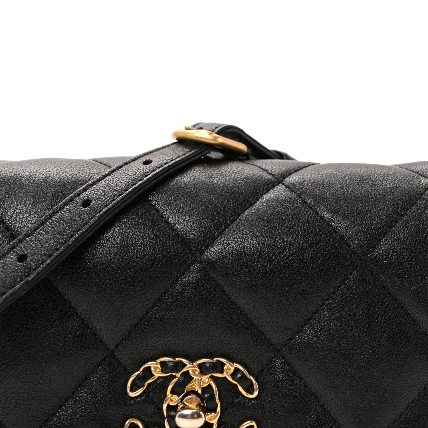 Chanel Goatskin Quilted Chanel 19 Waist Bag Black 1816431