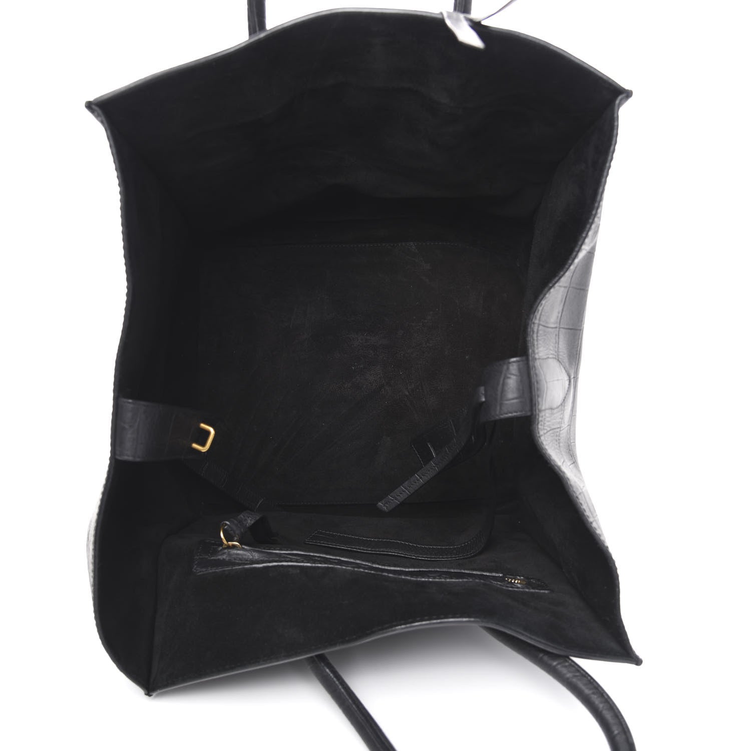 Celine Crocodile Embossed Calfskin Medium Phantom Luggage Black 5 of 14
