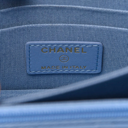 Chanel Lambskin Quilted Mini Wallet On Chain WOC Light Blue 7 of 8