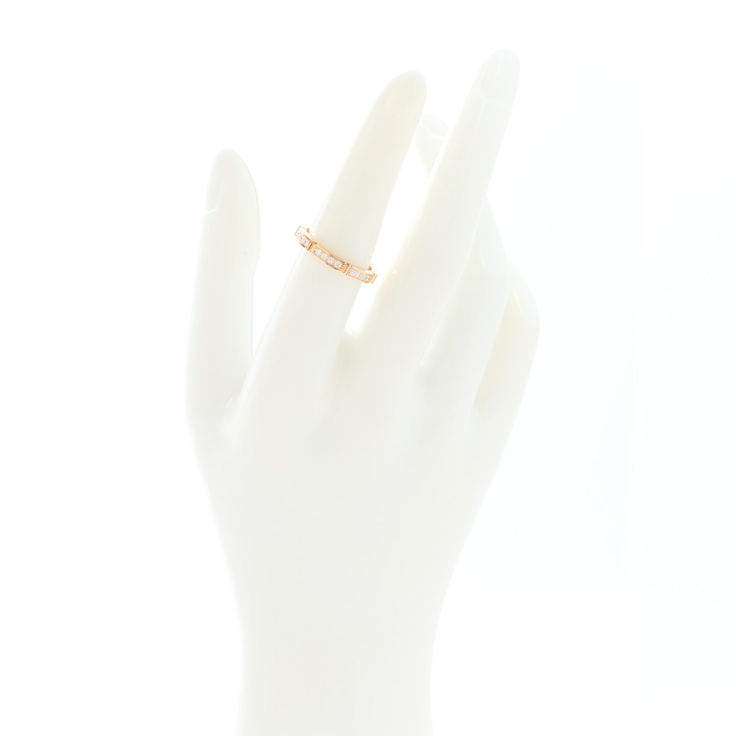 18K Pink Gold Diamond Maillon Panthere Half Diamond Wedding Band Ring 53 6.5