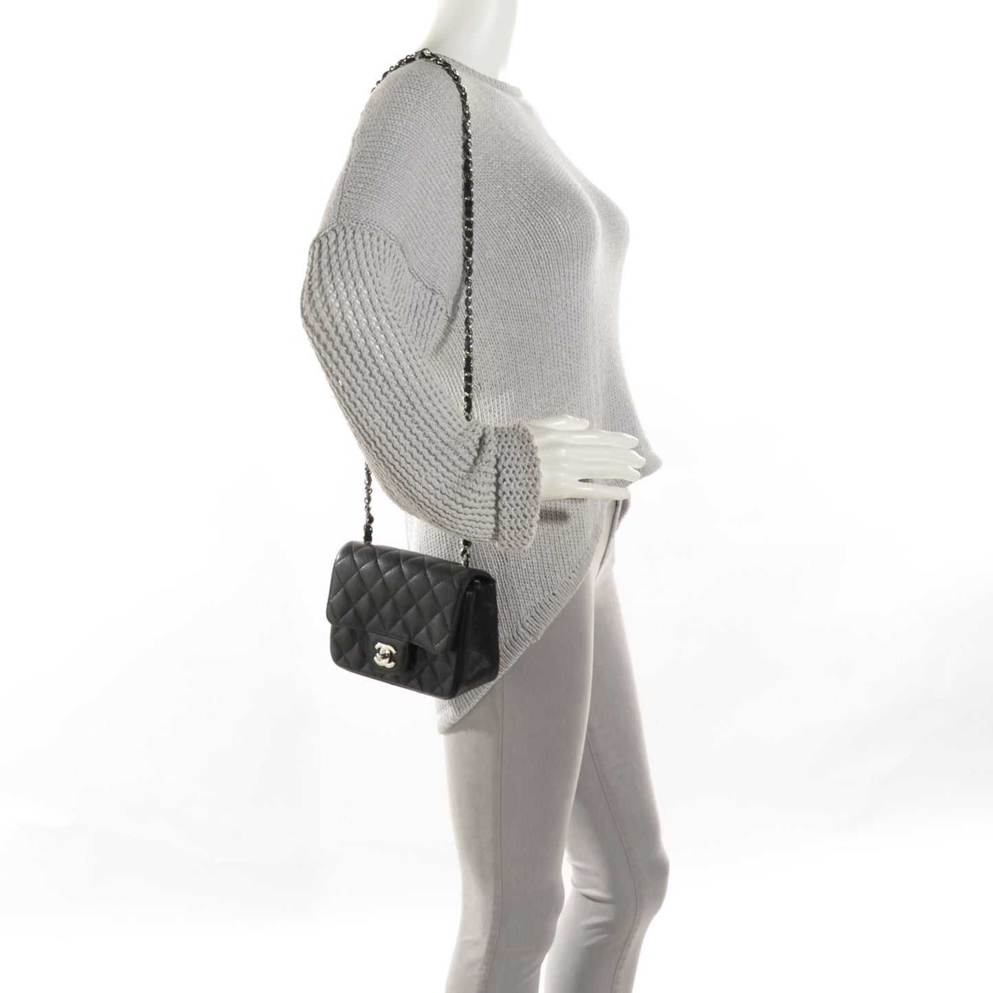 Caviar Quilted Mini Square Flap Black