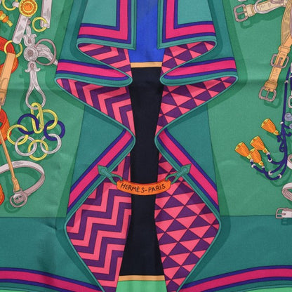 Hermes Silk Bouquets Sellier Scarf 90 Vert Vif Vert Fuchsia 3 of 7