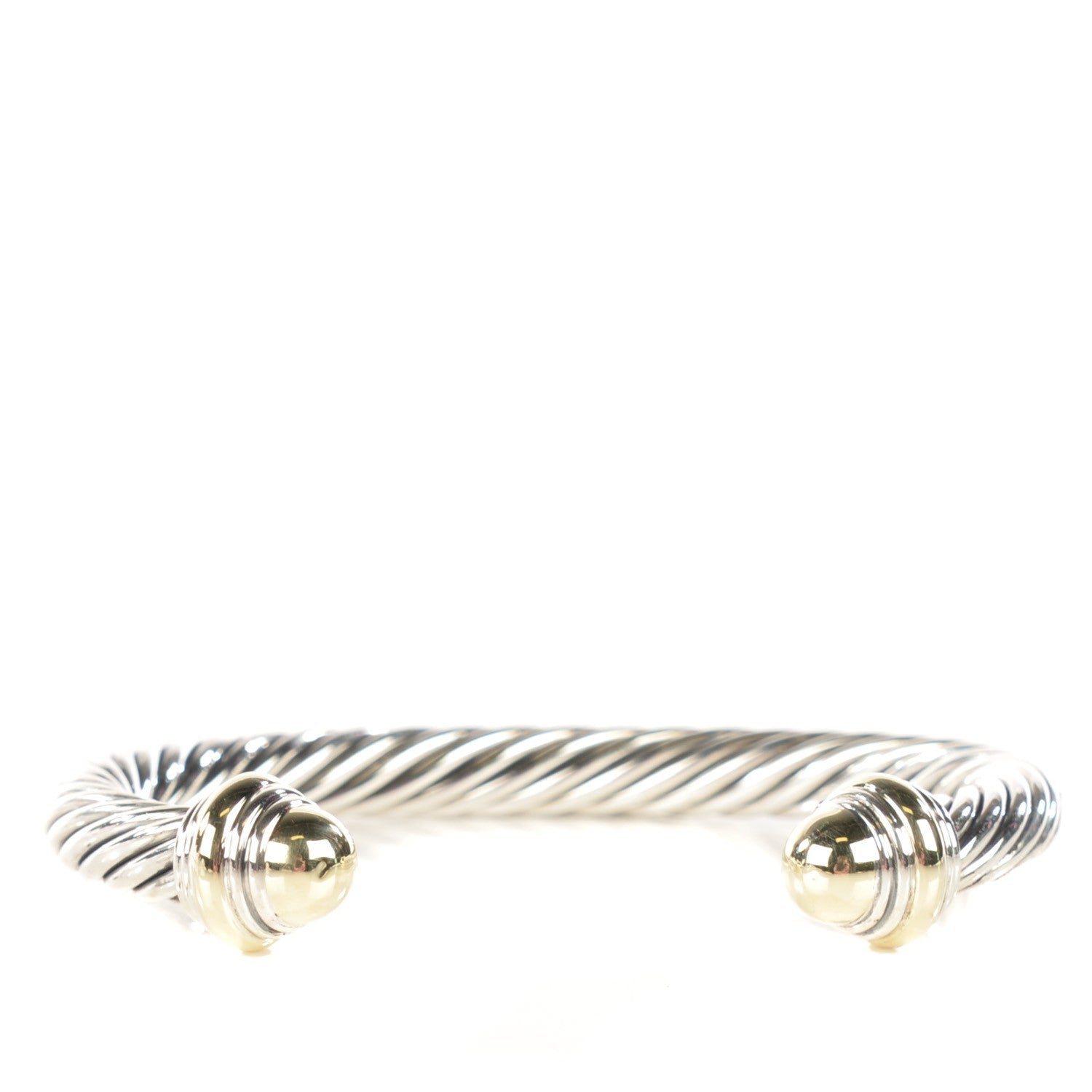 David Yurman Sterling Silver 14K Yellow Gold 7mm Cable Classics Bracelet 1 of 5