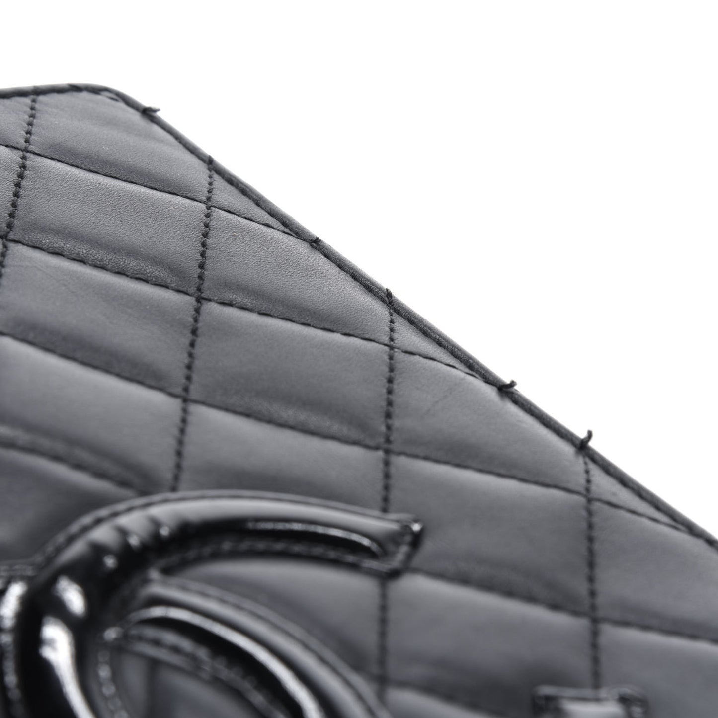 Calfskin Quilted Cambon Yen Wallet Black