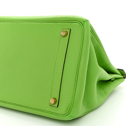 Hermes Taurillon Clemence Birkin 35 Vert Cru 9 of 13