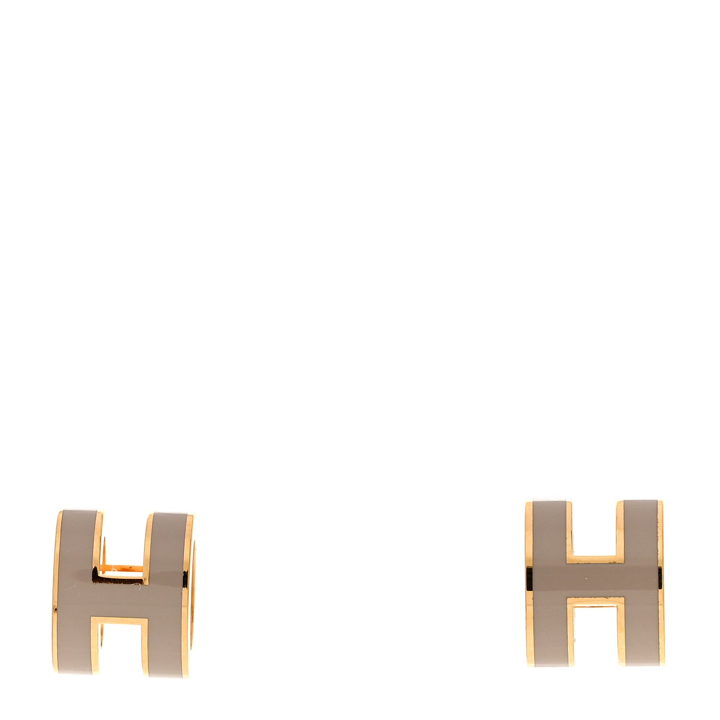 Gold Lacquered Mini Pop H Earrings Marron Glace