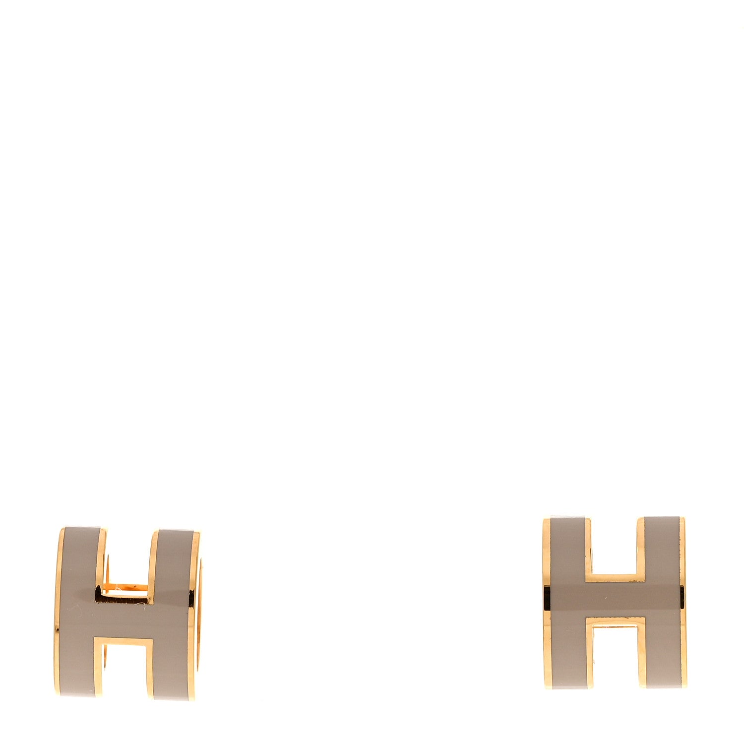 Hermes Gold Lacquered Mini Pop H Earrings Marron Glace 1 of 5