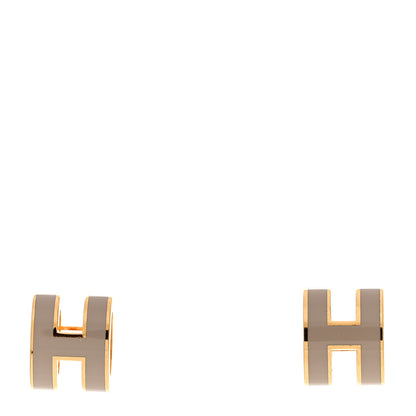 Hermes Gold Lacquered Mini Pop H Earrings Marron Glace 1 of 5