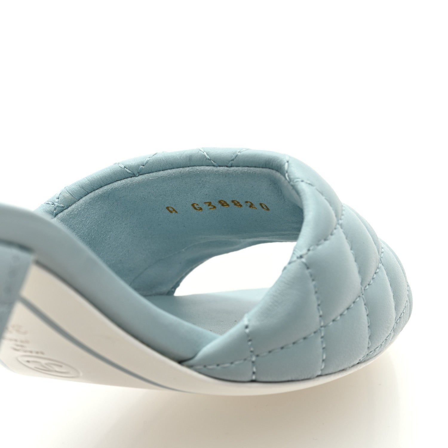 Chanel Lambskin Quilted Textured CC Mules 38.5 Light Blue 8 of 8