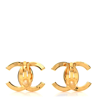 Chanel Metal CC Paris Button Clip On Earrings Gold 3 of 5