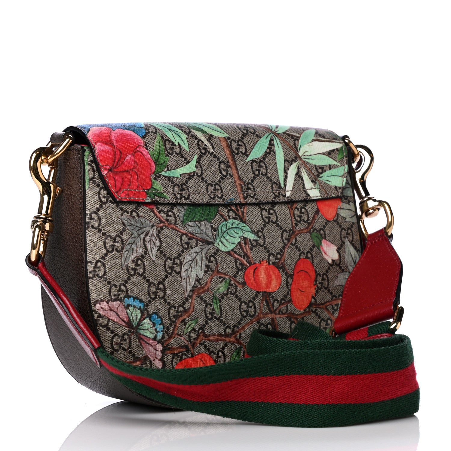 Gucci GG Supreme Monogram Tian Web Medium Padlock Messenger Shoulder Bag Beige Multicolor New Acero 3 of 12