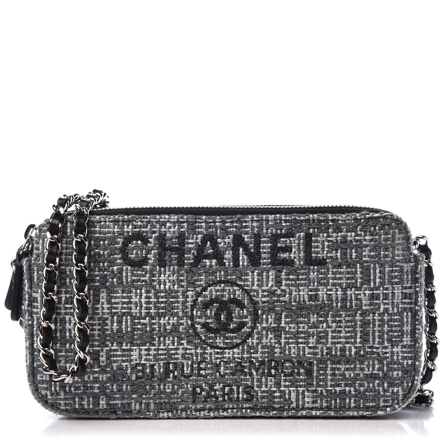 Canvas Small Deauville Clutch With Chain Charcoal