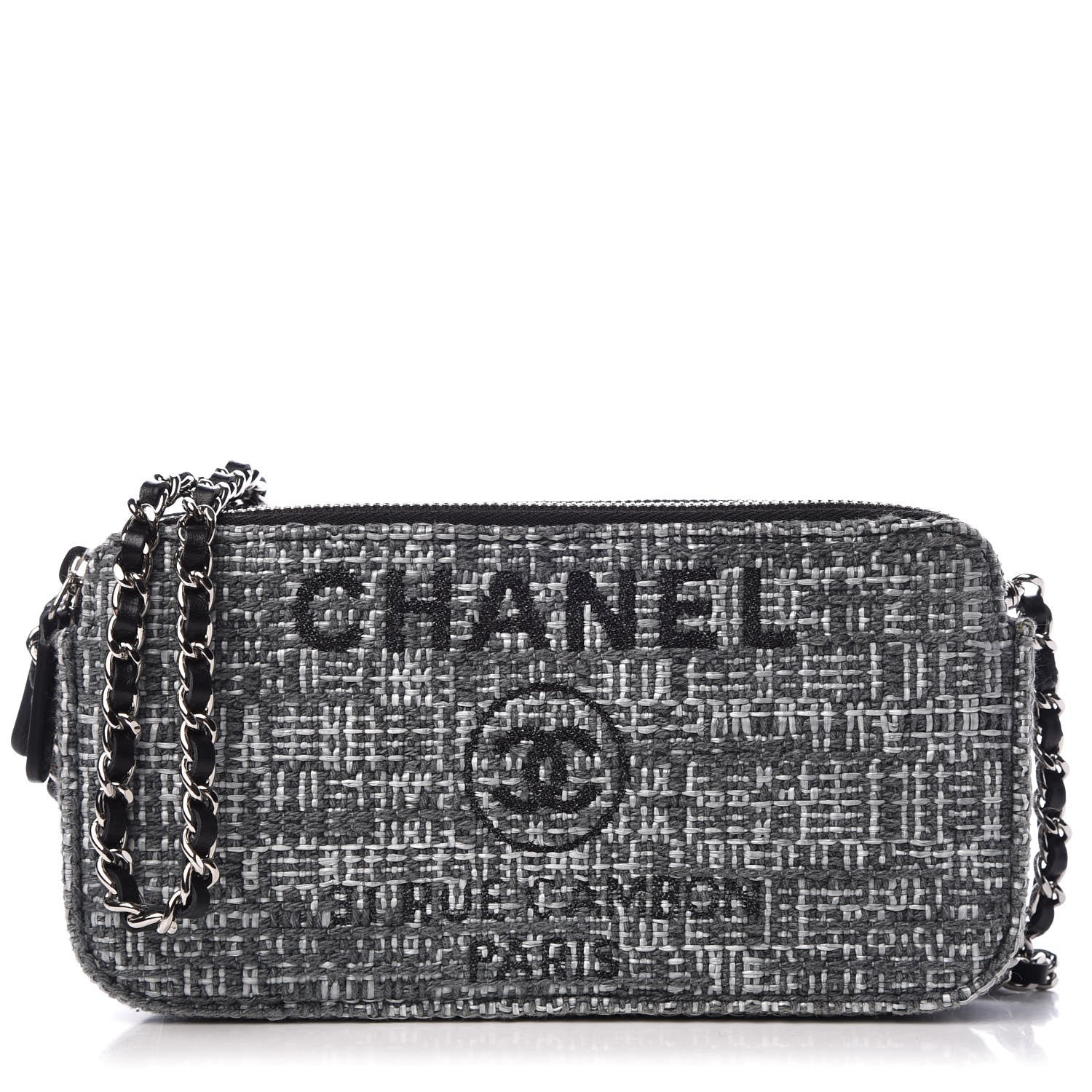 Chanel Canvas Small Deauville Clutch With Chain Charcoal 1 of 8