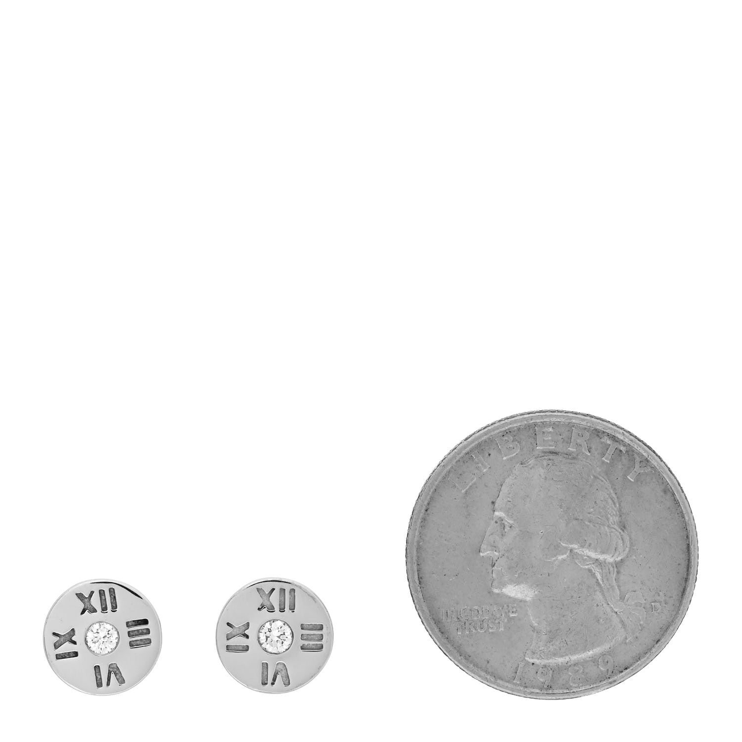 Tiffany 18K White Gold Diamond Atlas Stud Earrings 2 of 4