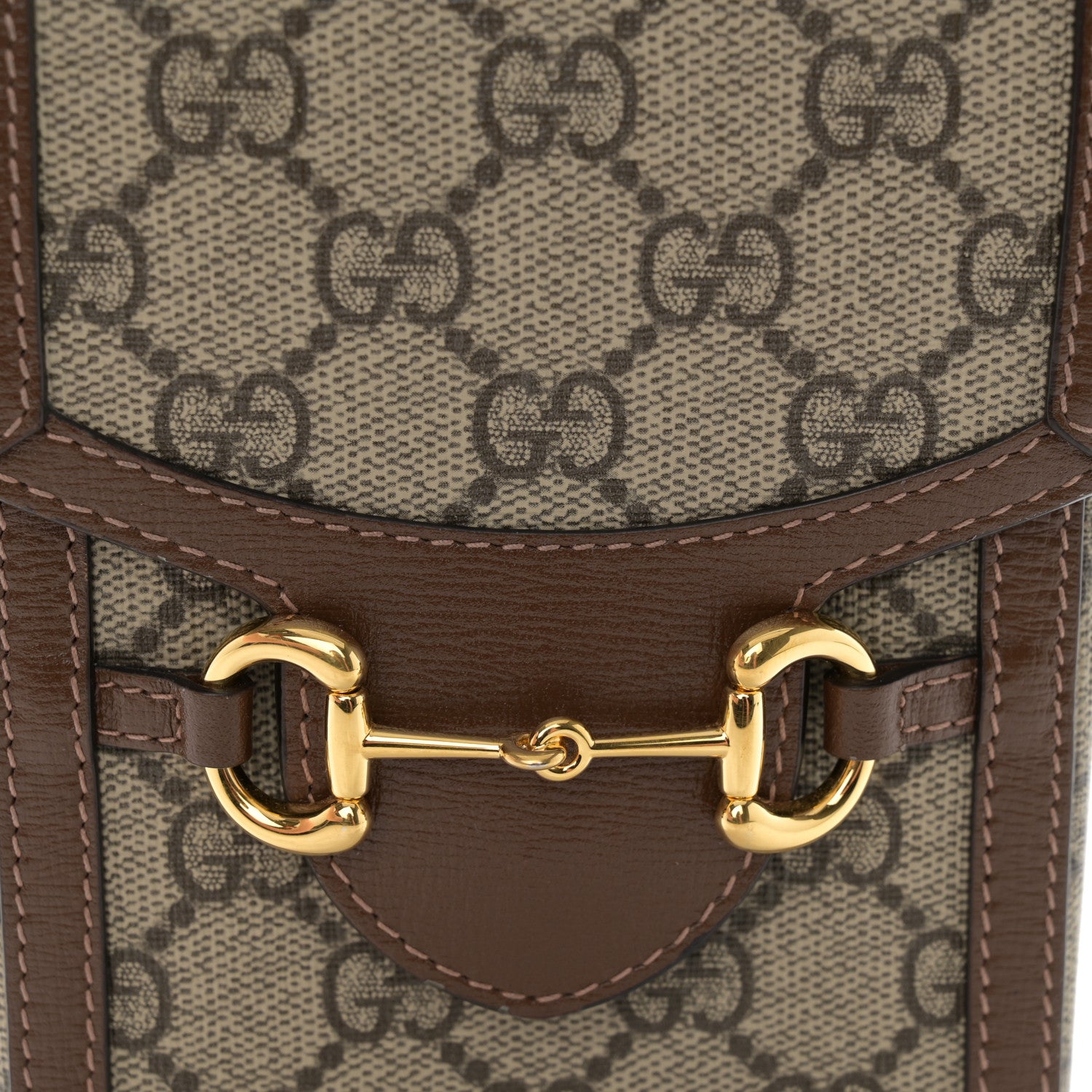 Gucci GG Supreme Monogram Mini Horsebit 1955 Crossbody Bag Beige Brown Sugar 8 of 10