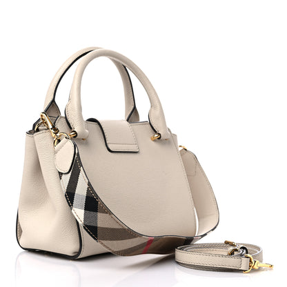 Burberry Soft Grain Calfskin Small Buckle Tote Limestone 3 of 10