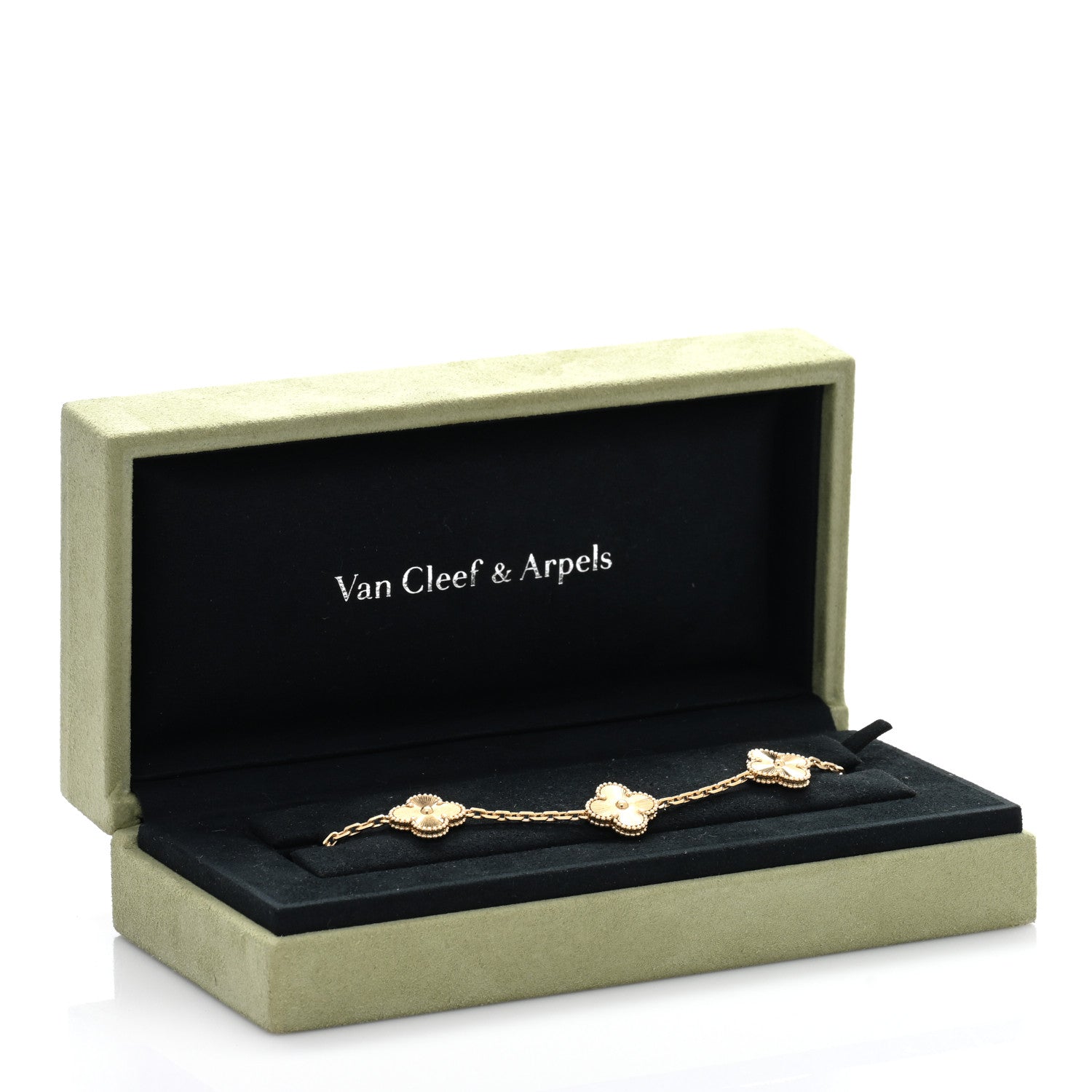 Van Cleef & Arpels 18K Yellow Gold 5 Motifs Guilloche Vintage Alhambra Bracelet 4 of 4