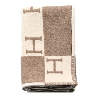 Hermes Wool Cashmere Avalon Baby Blanket Noisette Moyen White 1 of 3