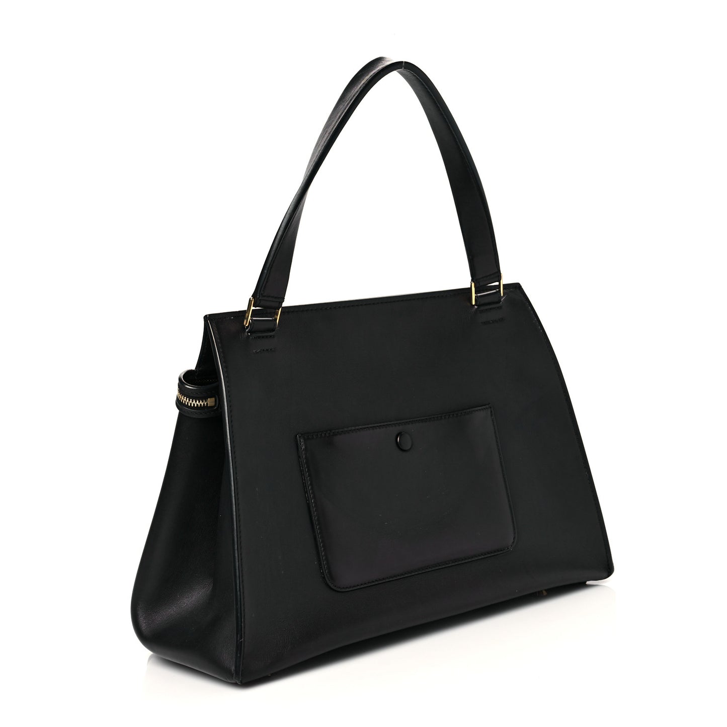 Smooth Calfskin Medium Bi-Color Edge Shoulder Bag Black Navy