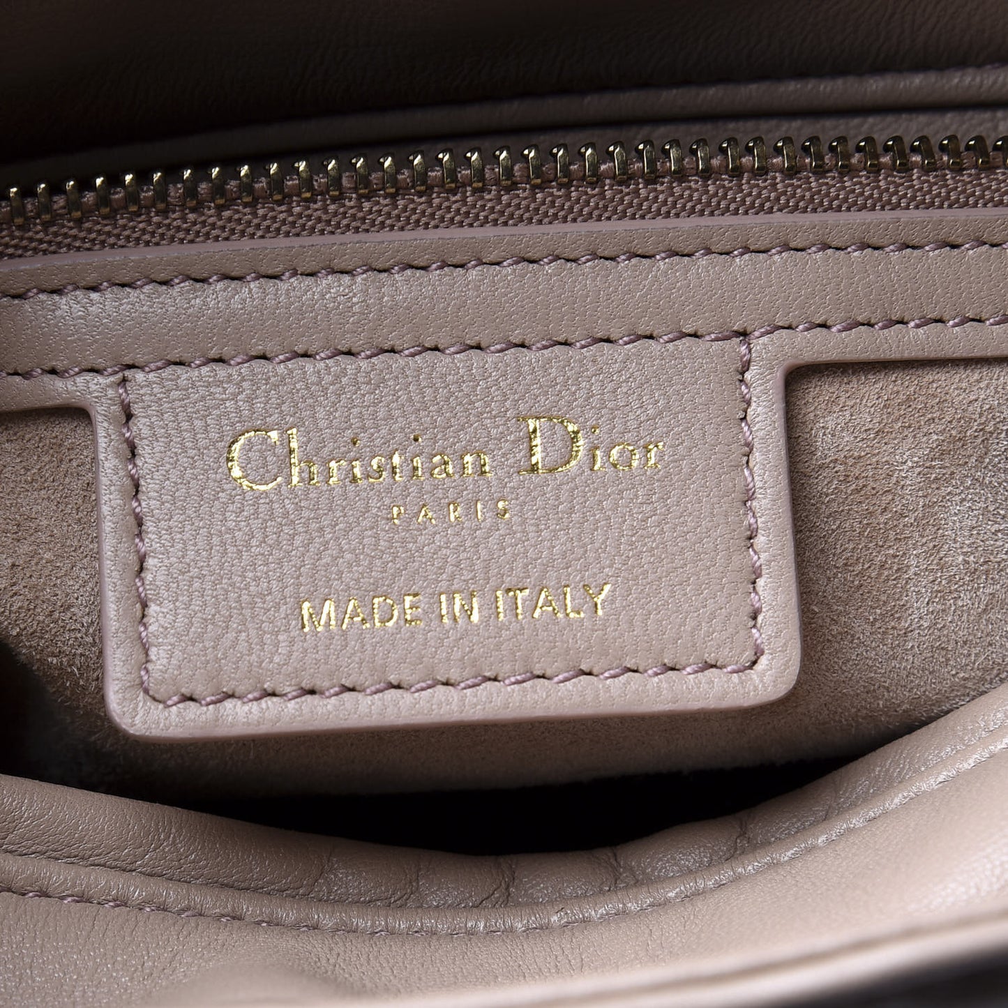 Calfskin Cannage Studded Medium Supple Lady Dior Metallic Beige