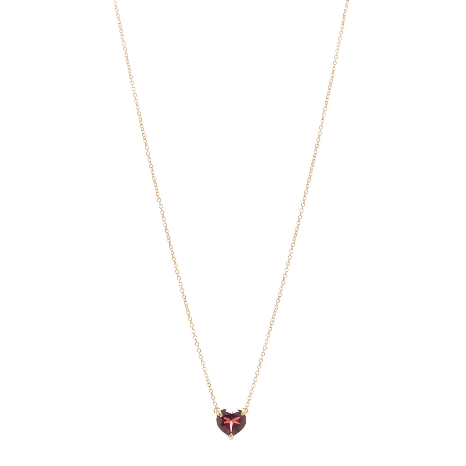David Yurman 18K Yellow Gold Garnet Heart Pendant Necklace 1 of 5